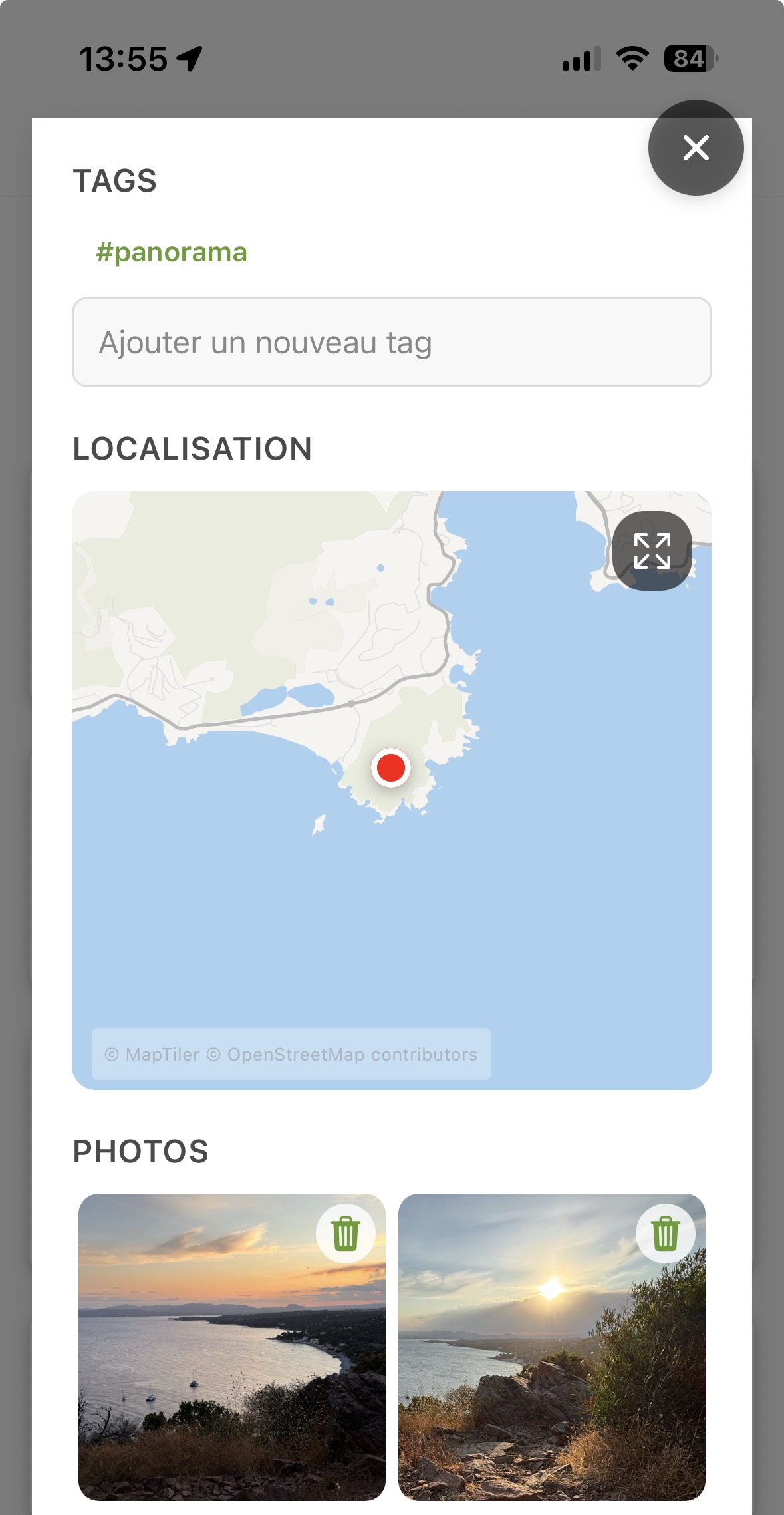Partage de lieux dans l'app GemSeek